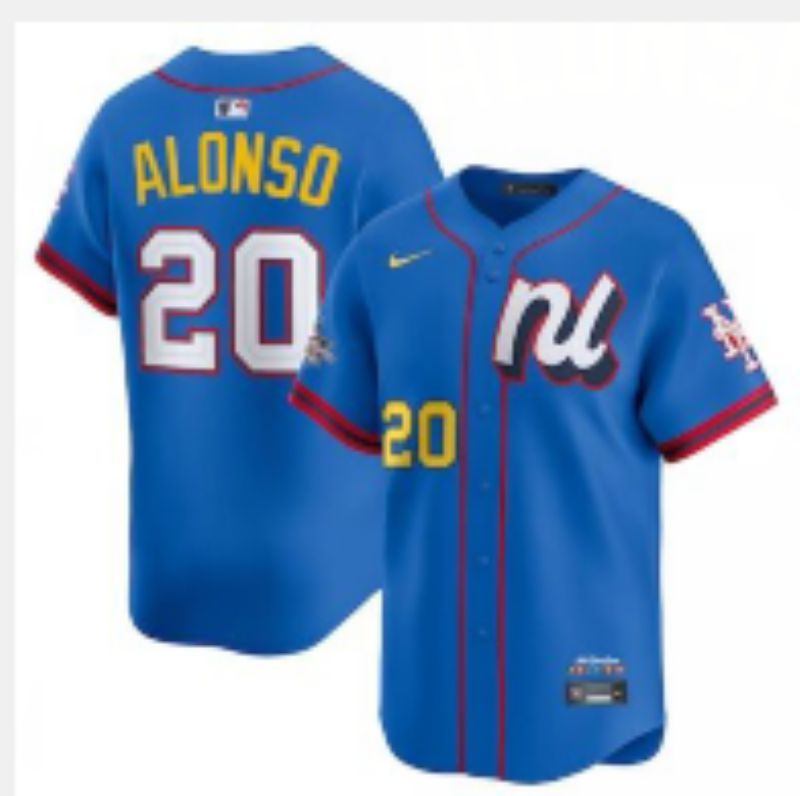 Men 2025 New York Mets 20 Alonso Blue All star Nike MLB Jersey style 6